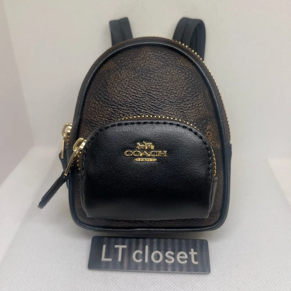 Last 1 ! New Coach Mini Court Backpack Bag Charm In Signature Canvas